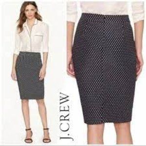 J Crew No. 2 Navy Polka Dot Pencil Skirt Size 00